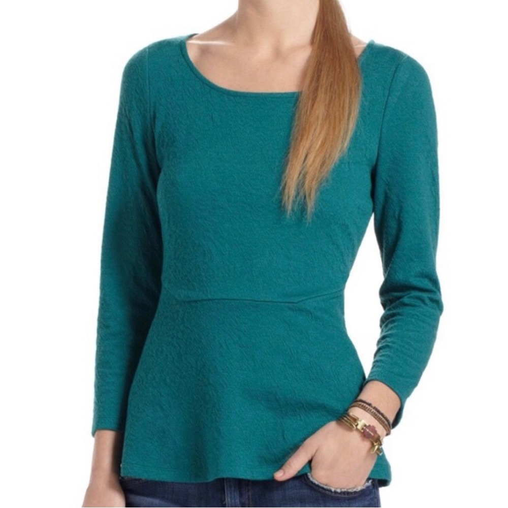 Leifsdottir green textured knit peplum top Size S